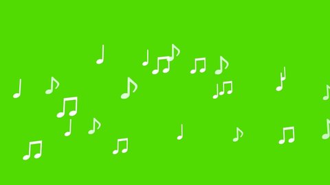 Musical notes on a green background. 3D animation. The concept of music and music school.