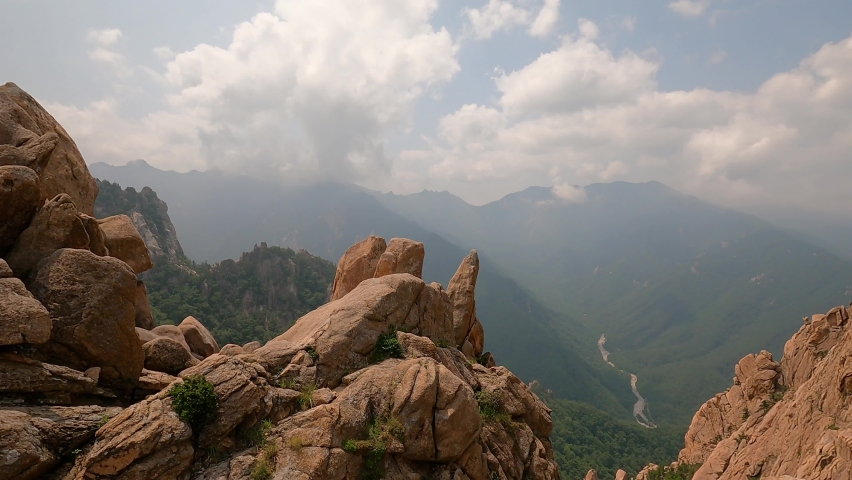 Magnificent Natural Rock Formations In Seoraksan National Park - wide shot