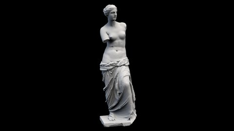 Venus de milo the statue rotation - 3d render looped with alpha channel 