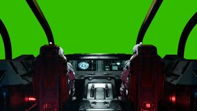 Space travelers-astronauts fly through the space portal in their interstellar spacecraft. The loopable animation with green screen is perfect for futuristic or space travel. Spaceship in a wormhole. - Powered by Shutterstock - Get 15% off with code: PIKWIZARD15