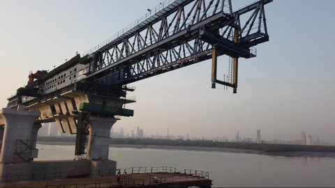 MUMBAI-INDIA - December 4, 2020: A view of under-construction of Mumbai Trans Harbour Link also known as the Sewri Nhava Sheva Trans Harbour Link.
