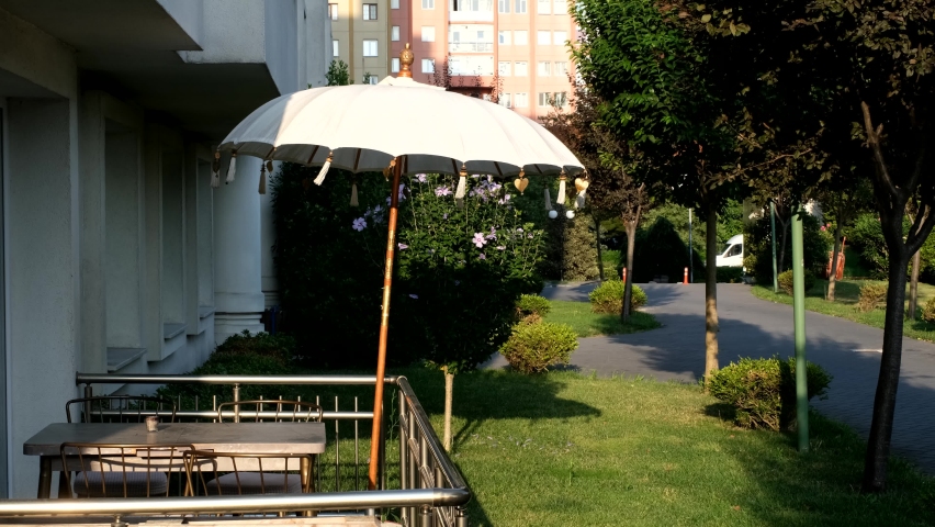 parasol in balcony, front view