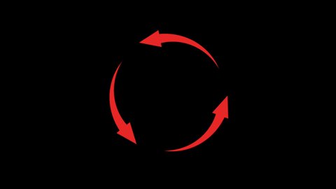 3 red arrow rotation loop animation, transparent channel video