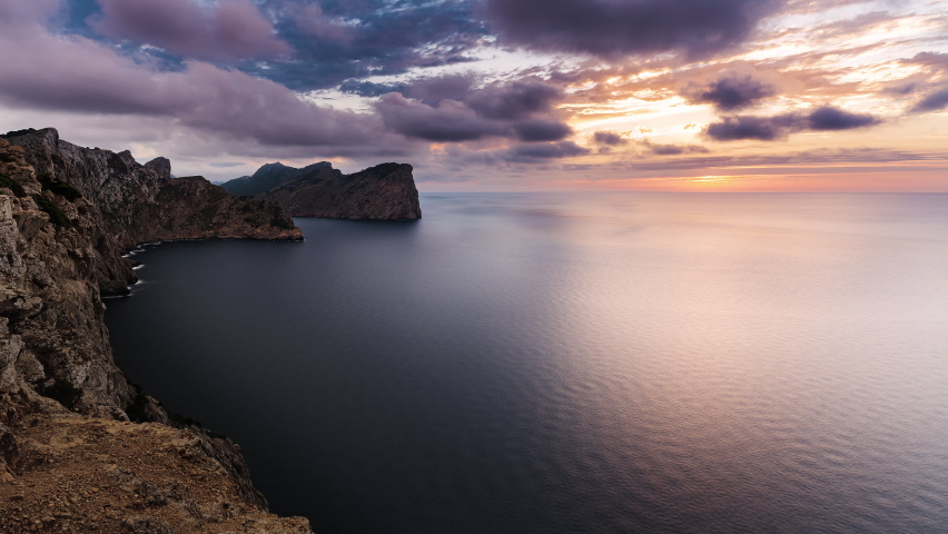 4K Timelapse Sequence of Formentor, Spain - The shore of Formentor at Sunset