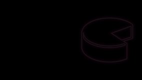 Glowing neon line Cheese icon isolated on black background. 4K Video motion graphic animation.
