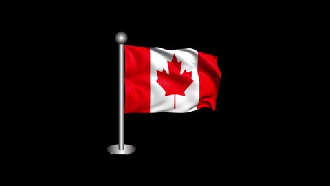 Waving Canada Flag Pole Isolated On Stock Footage Video (100% Royalty ...