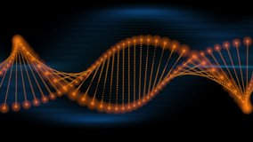 Loopable: Abstract DNA strand hologram background. 3D animation. Glowing rotating DNA double helix. Science and medicine concept.