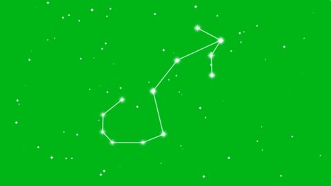 Representation of zodiac sign Scorpio with twinkling stars on green screen background