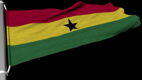 The flag of Ghana swayed in the continuous force of the wind.