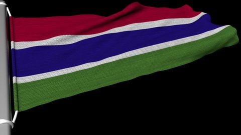 The country's flag Gambia swayed by the force of the continuous gust of wind.