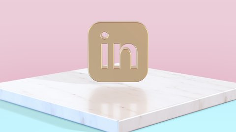 Abstract background from soft and beauty composition with rotation of social symbol of LinkedIn. Animation of seamless loop.