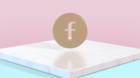 Abstract background from soft and beauty composition with rotation of social symbol of Facebook. Animation of seamless loop.
