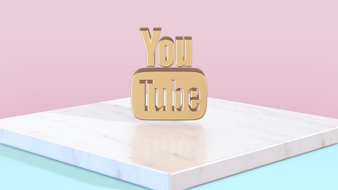 Abstract background from soft and beauty composition with rotation of social symbol of Youtube. Animation of seamless loop.