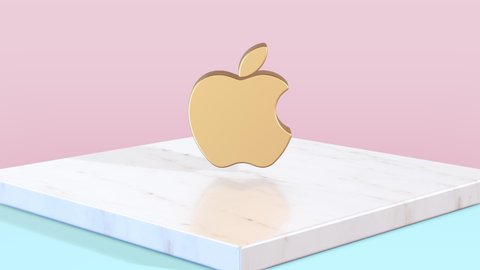Abstract background from soft and beauty composition with rotation of social symbol of Apple. Animation of seamless loop.