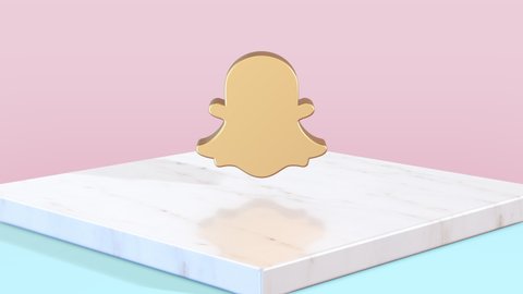 Abstract background from soft and beauty composition with rotation of social symbol of Snapchat. Animation of seamless loop.