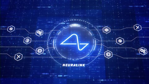 Los Angeles, California, United States - August 4, 2021: Neuralink animated logo. Holographic animation for neurotechnology company. Futuristic motion graphics of Neuralink logo design. High tech 3D