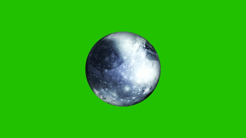 3d rotated Pluto planet in green background, Realistic Pluto