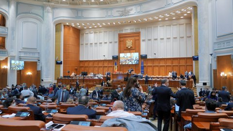 Romanian Members Of Parliament discuss in Chamber of Deputies. June 29, 2021, Bucharest, Romania.