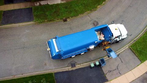 Aerial view of garbage collection for recyclable materials.