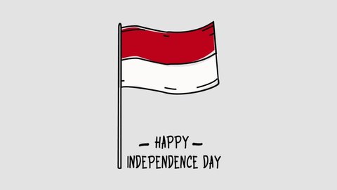 Indonesian Independence Day Celebration handwritten animated video with text and waving flag, post-independence Indonesia social media