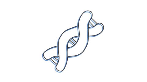DNA gene symbol drawn by hand with a pencil in one line. Outline icon. Hand draw sketch. White background. High quality 4k video