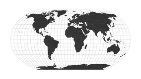 World map. Robinson projection. Animated projection. Loopable video.