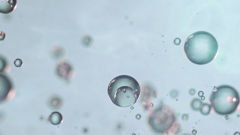 Super Slow Motion Shot of Moving Bubbles on White Background at 1000fps
