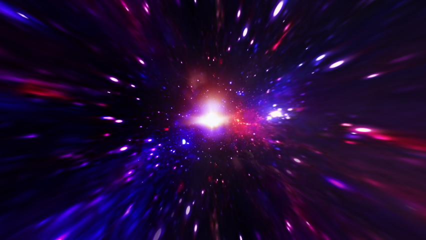 Abstract blue purple hyperspace worm hole tunnel through space time vortex loop background. 4K 3D render Sci-Fi interstellar travel through wormhole in cyberspace. Science technology intro. VJ loop. | Shutterstock HD Video #1077043685