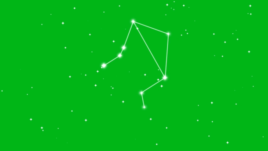 Representation of zodiac sign Libra with twinkling stars on green screen background