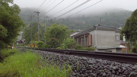Climbing train down the steep slope of Hakone