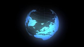 Spherical rotating earth mockup in soft turquoise glow