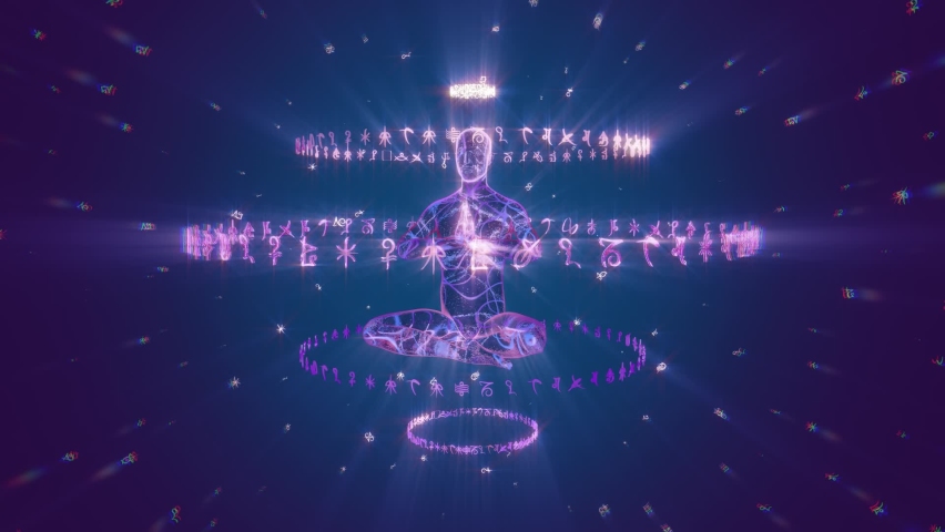 Looped 3d animation magic mantra creates a reality around the worshipper