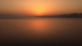 Sunset at Greek Island of Evia, drone video, Location Kavos