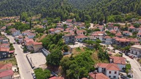Gouves Village, Greek Island of Evia, drone video shot,