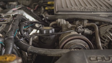 V8 Engine car alternator detail