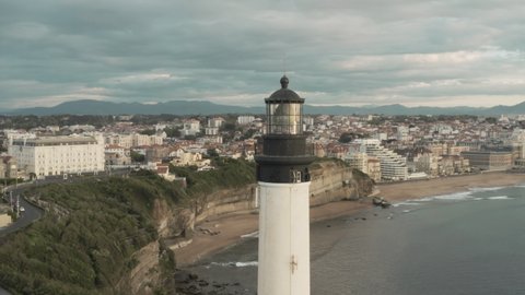 Aerial shot of the Biarritz lighthouse