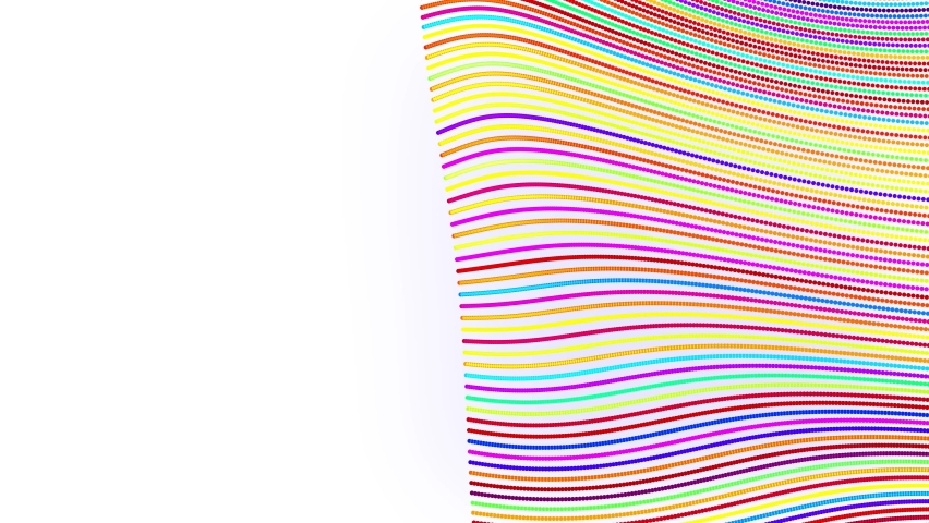 Abstract background with multicolor waves on plane. Lines form plane with waves on white background. Lines like fibers or wires. Motion design bg multicolor lines. Luma matte as alpha channel. Royalty-Free Stock Footage #1077091112