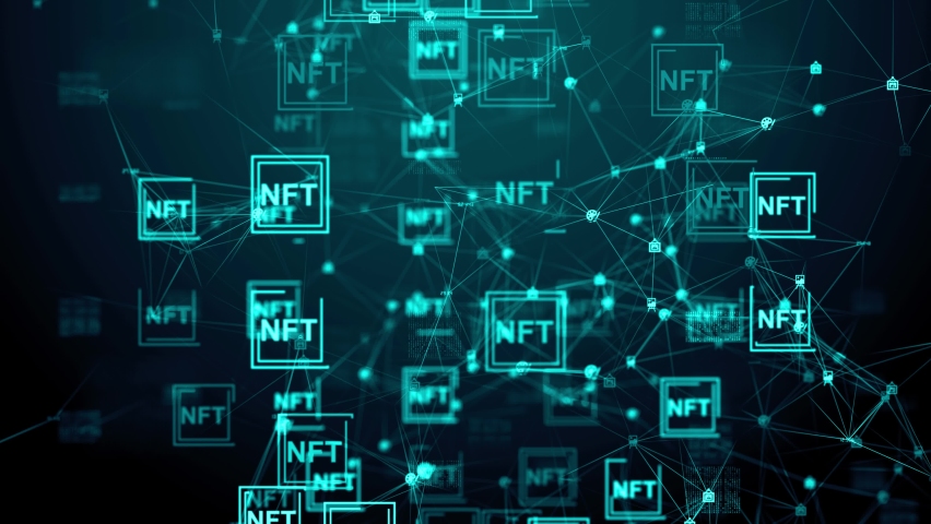 NFT or NFTs non-fungible tokens unique digital asset blockchain technology | Shutterstock HD Video #1077094229