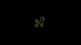 alert dog logo and heart neon lighting on black background. 4K Video motion graphic