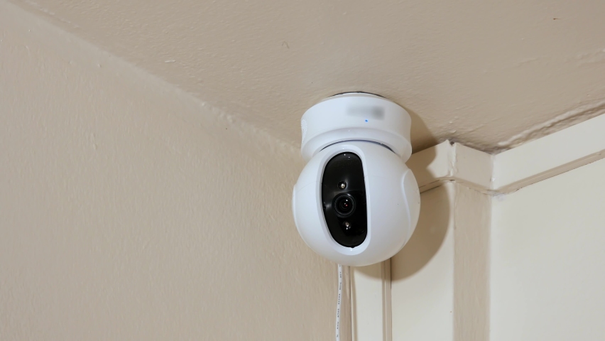 Smart home surveillance system remotely operated. IP Internet CCTV cameras are a growing trend in a connected houses. Royalty-Free Stock Footage #1077100739