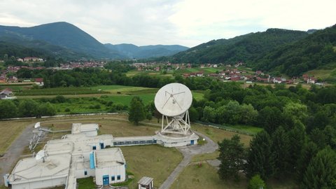 Drone Aerial View, Satellite Ground Station TV Signal and Internet Broadcasting