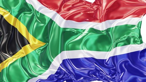 Realistic 3D animation of the national flag of the South Africa as fly away opener rendered in UHD with alpha matte