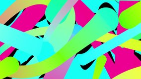 Color gradient shapes in animated pattern. Abstract visuals of acid-bright 2d objects with shadows.