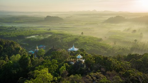 Time lapse of Khao Na Nai Luang Dharma Park at sunrise in Surat Thani, Thailand.