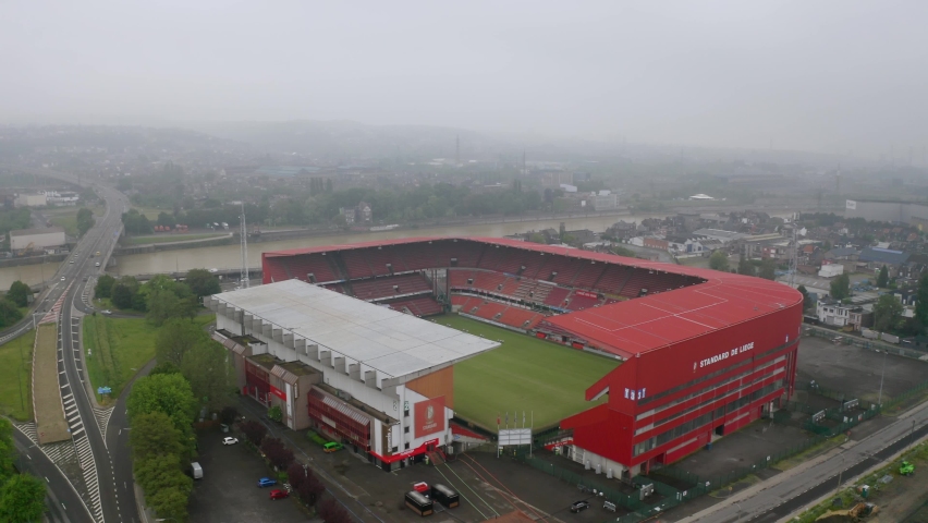 Liege, Belgium - June 2021: Stade Maurice Dufrasne, the home stadium of Standard Liege football team