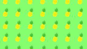 Pineapples changing direction on the green background. 4K loopable motion background. - Powered by Shutterstock - Get 15% off with code: PIKWIZARD15