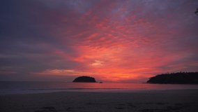 
scenery red sky the sun down to the sea.
beautiful red sky at sunset in Kata beach Phuket Thailand
4k stock footage video in travel concept. red sky background.