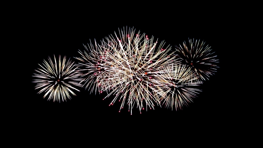 Loop seamless of real fireworks background. abstract blur of real golden shining fireworks with bokeh lights in the night sky. glowing fireworks show. New year's eve fireworks celebration