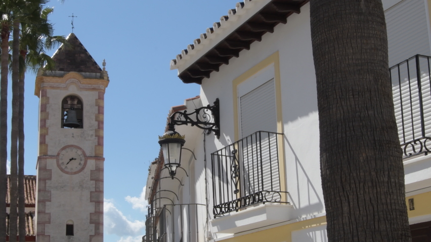 Bell tower in church in Cártama, Spain