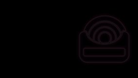 Glowing neon line Dental floss icon isolated on black background. 4K Video motion graphic animation.
